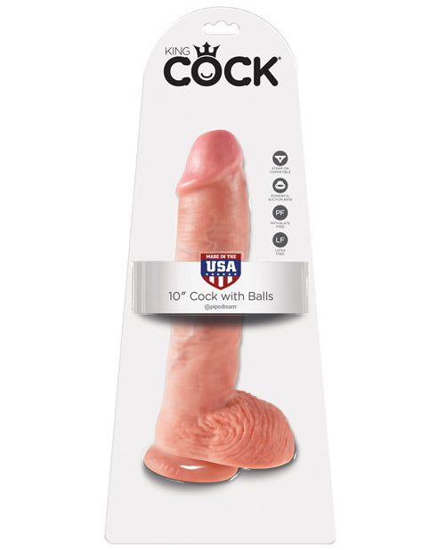 King Cock 10" Cock with Balls - Flesh
