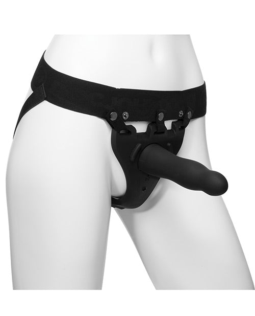 Body Extensions Be Aroused Hollow Vibrating Strap On - Black