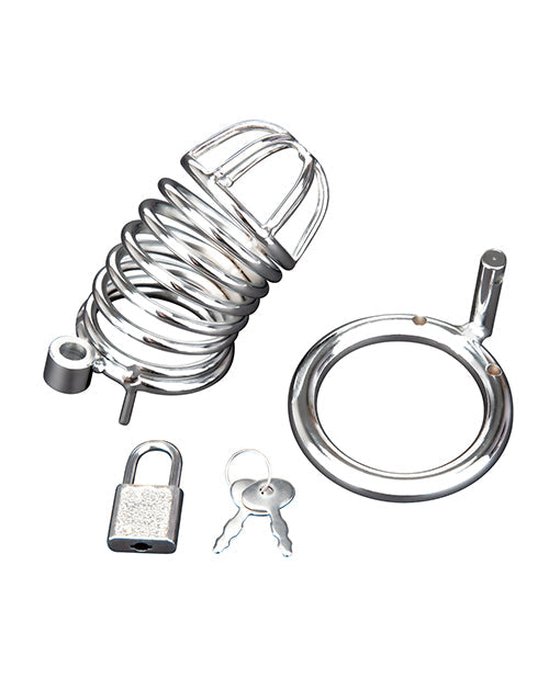 Blue Line Deluxe Chastity Cage Silver