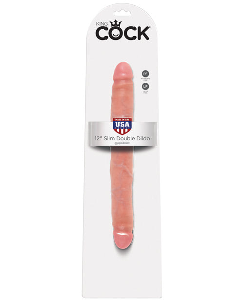 King Cock 12" Slim Double Dildo - Flesh