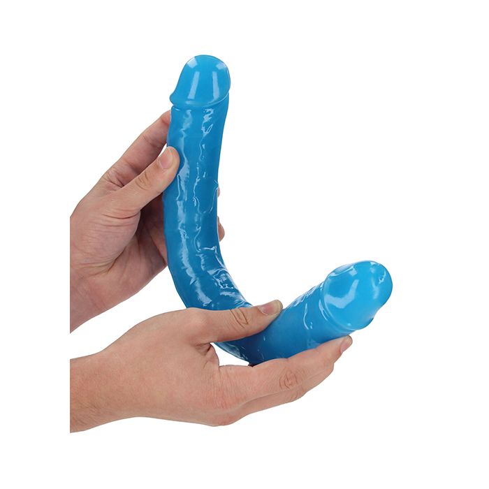 RealRock 15" Double Dong Glow in the Dark - Neon Blue