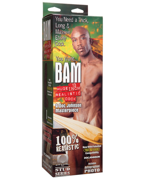 Bam 13" Realistic Vac-U-Lock Cock - Brown