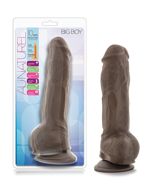 Blush Au Naturel 10" Big Boy Dildo with Balls Brown
