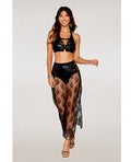 Stretch Faux Leather Bralette with High-Waisted Panty Black Medium