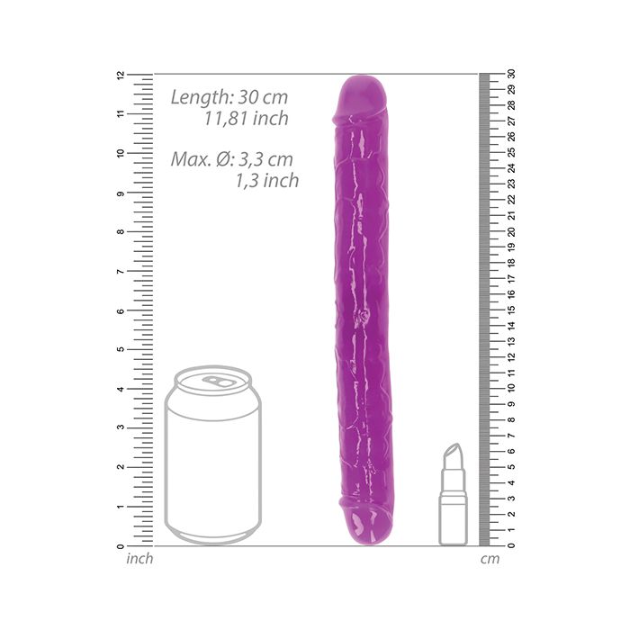 RealRock 12" Double Dong Glow in the Dark - Neon Purple