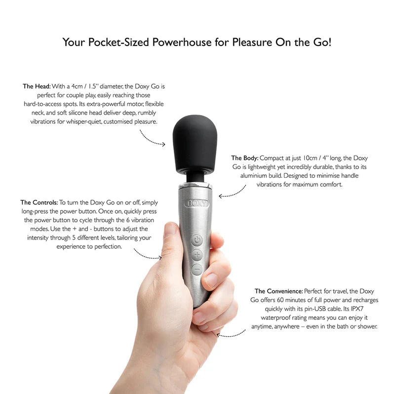 Doxy Go Compact Wand Massager | Deep Rumbly Power for Travel